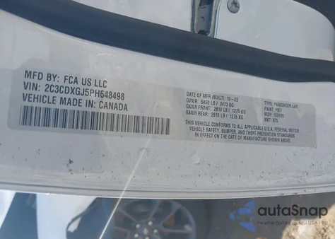 2023 Dodge Charger Scat Pack from USA, damaged, VIN 2C3CDXGJ5PH648498